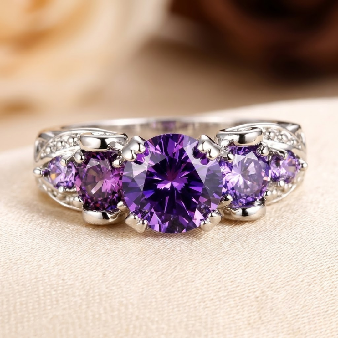 Vintage-Amethystring w Srebrze