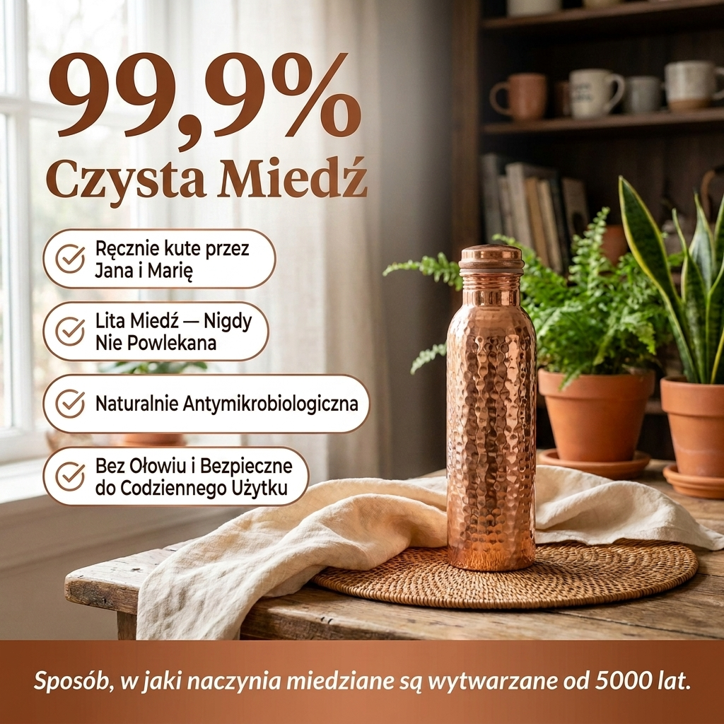 Butelka na wodę z czystej miedzi